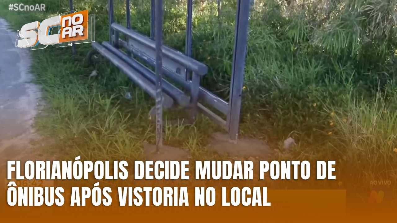 Ponto de ônibus é reposicionado após acidente na SC-401