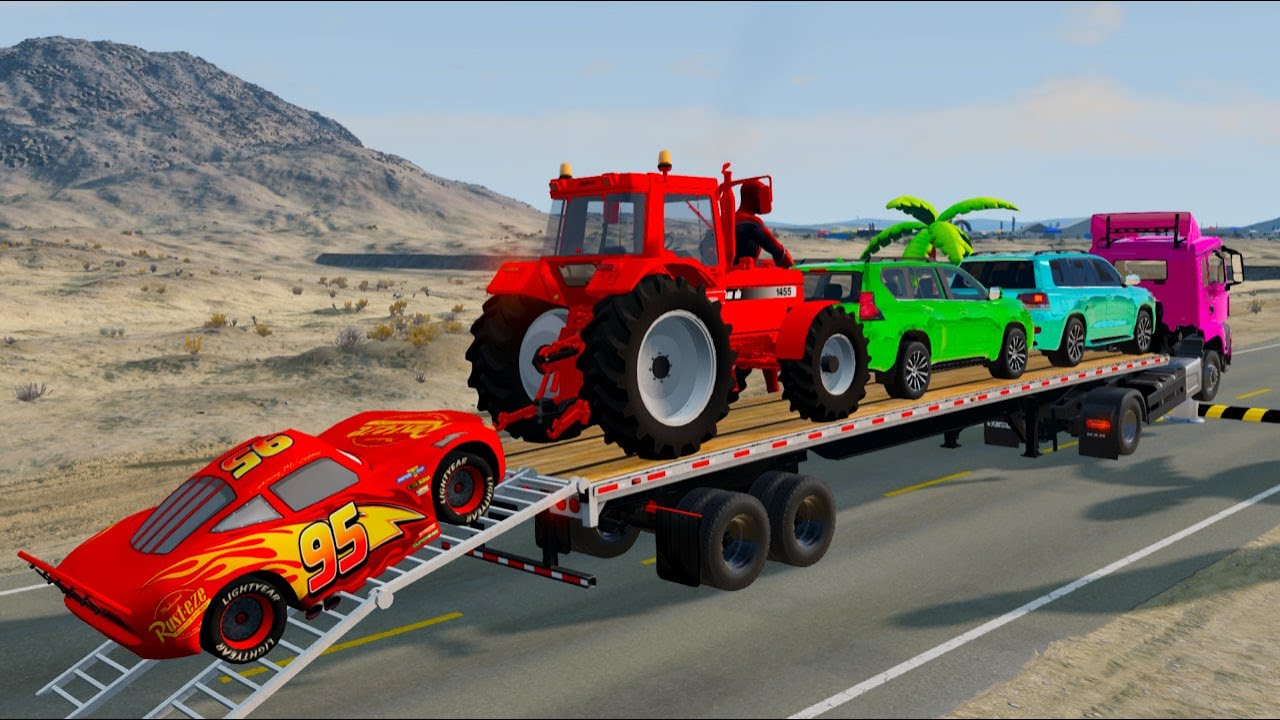 Flatbed Trailer Challenge: McQueen vs Speed Bumps #3