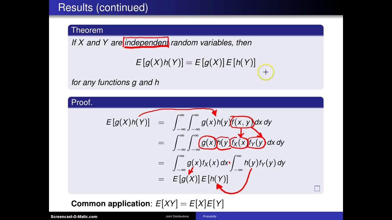 Bivariate Random Variables Expected Value E G X H Y Youtube