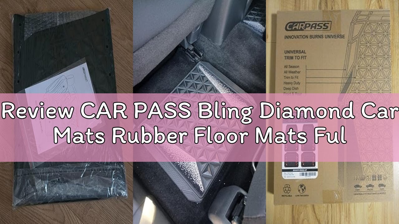 Review CAR PASS Bling Diamond Car Mats Rubber Floor Mats Full Set Anti-Slip 3D Rhombus Waterproof Tr