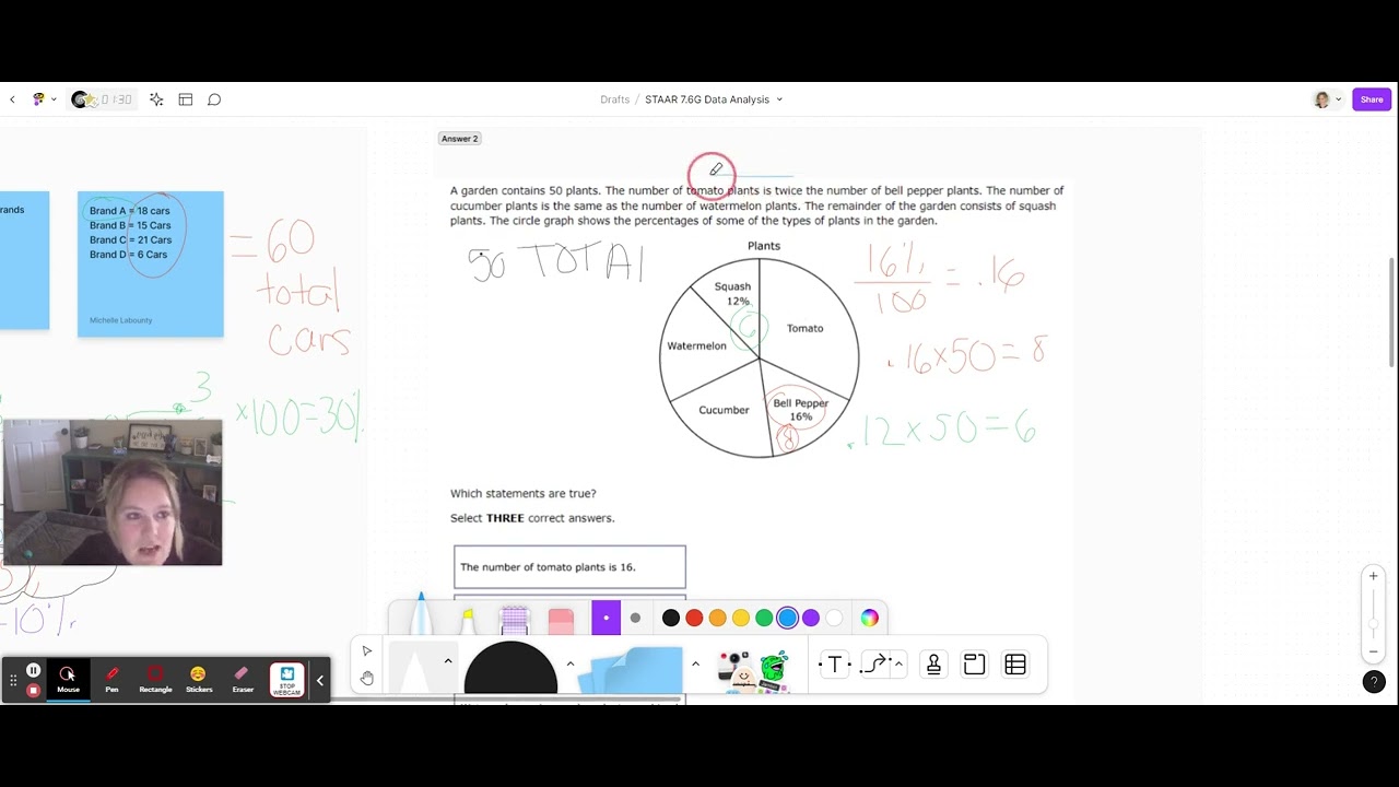 STAAR 7 6G Data Analysis Garden Plants Circle Graph YouTube