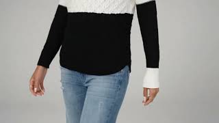 🖤 Cozy Meets Chic: Maison Jules Colorblocked Pullover Sweater (Deep Black, Size XS)