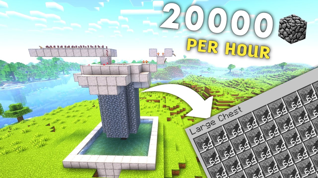 Minecraft Most Efficient Automatic Cobblestone Farm Tutorial - Fully ...