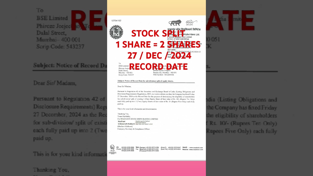 💥 1 SHARE= 2 SHARES💥 mazagon dock shipbuilders Ltd share 