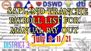 DSWD-SAP1-2ND TRANCHE MASTERLIST'Manual PAY OUT/District 3