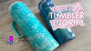 Using CLING WRAP + EPOXY for this Water Look Tumbler Tutorial