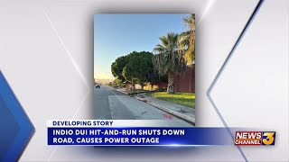 Indio DUI crash downs power lines, closes roads