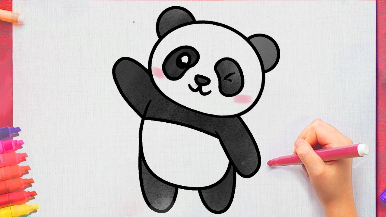 Como dibujar un oso panda fácil - YouTube