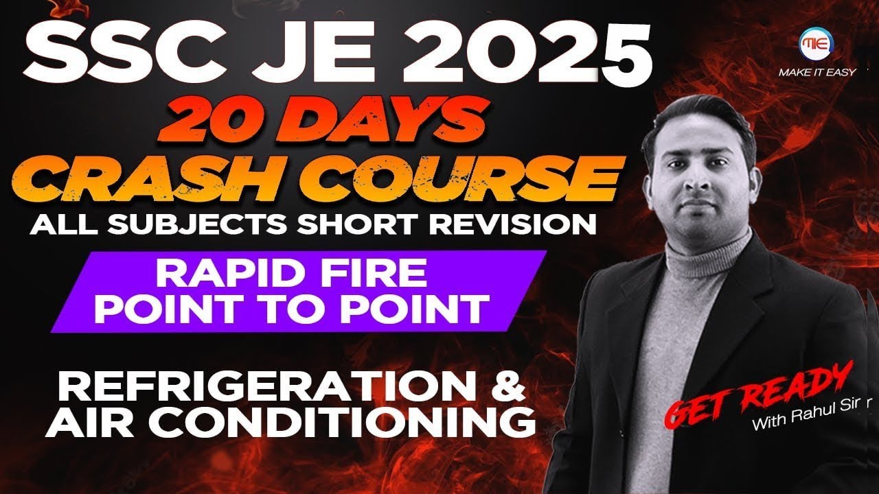 SSC JE 2025 Mechanical Last 20 Days Crash Course | RAC | SSCJE Mechanical classes