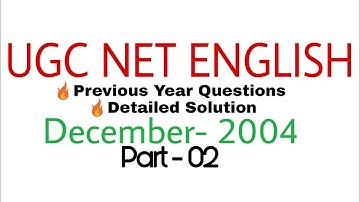 NTA UGC NET English December 2004 Paper 2 Solution | AKSRajveer | Literature Lovers
