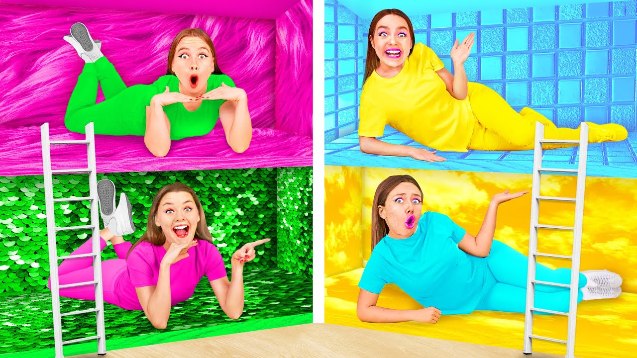 Секретные Домики под Кроватью Четыре Цвета Челлендж | Смешные Cитуации от Funny Funny