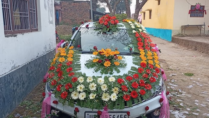 How To Make Wedding Car Decoration With Flowers, Car Decoration Interior