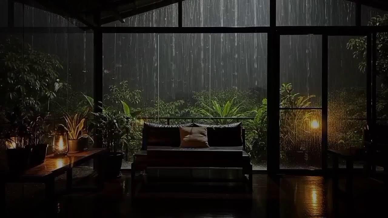 No Ads Rain Sounds for Sleeping | Cozy Sofa During a Thunderstorm | Heavy Rain for Sleep Aid