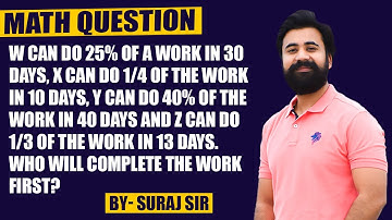 W can do 25% of a work in 30 days, X can do 1/4 of the work in 10 days, Y can do 40% of the work in