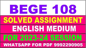 bege 108 solved assignment 2023-24 | bege 108 solved assignment in english 2024 | bege 108 2024