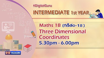 1st Inter Maths 1B || Three Dimensional Coordinates || Intermediate Education || Dec 22, 2020