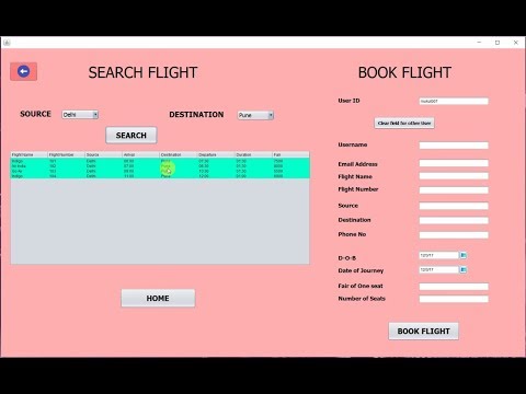Airline Reservation System using Java