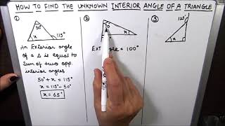 How to Find the Unknown Interior Angle of a Triangle / Triangles and its Properties