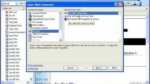 FrontPage Tutorial Creating Link Bars with Back & Next Links Microsoft Training Lesson 8.2