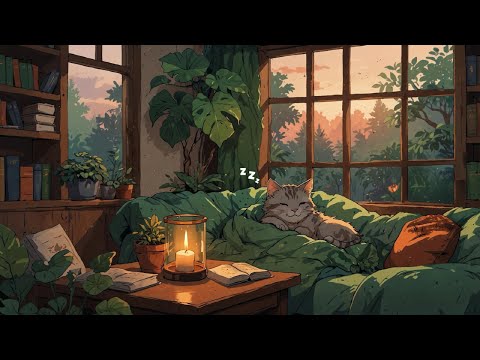 Evening Calm Lofi Cozy Cat Books Candlelight Ambience 