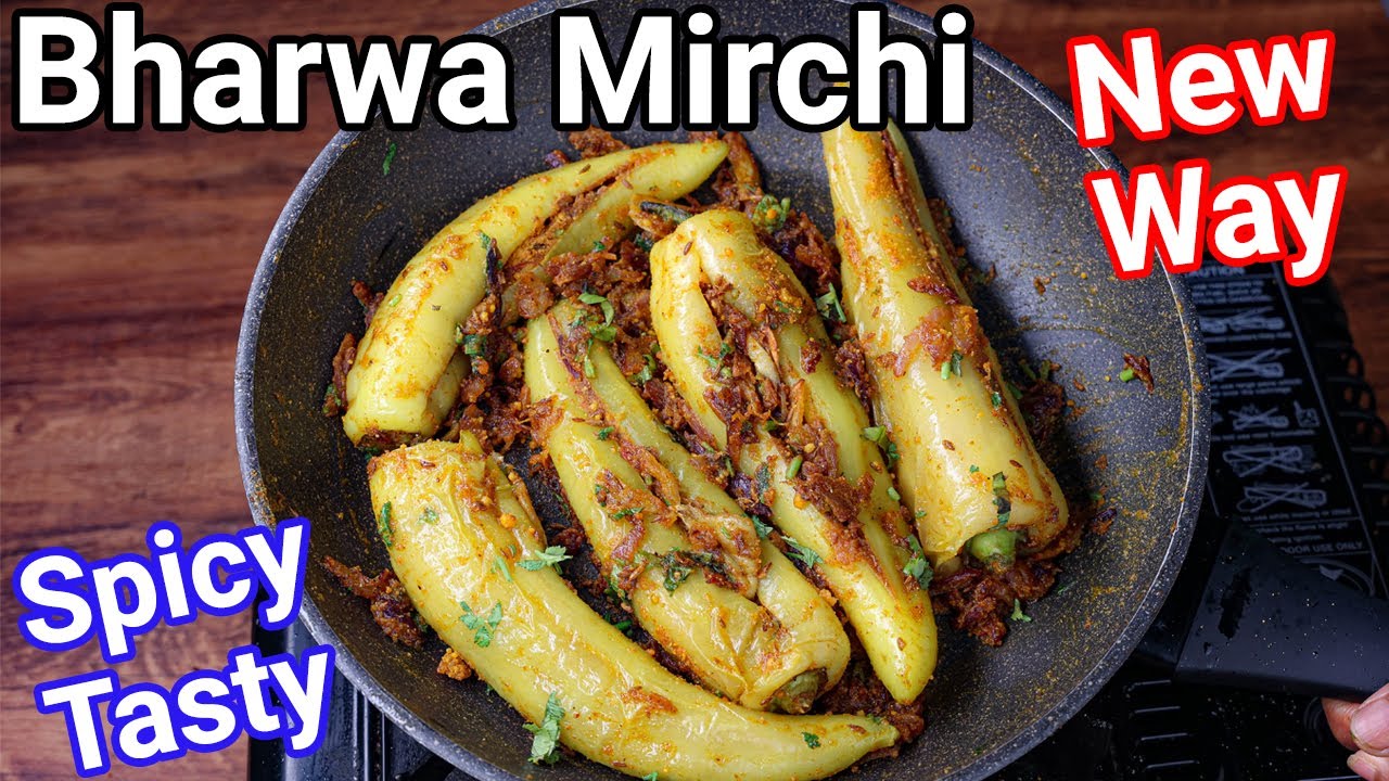 Mirchi Roti Bharwa Mirchi - Stuffed Green Chilies Dry Sabzi New Way | Mirchi Sabji ...