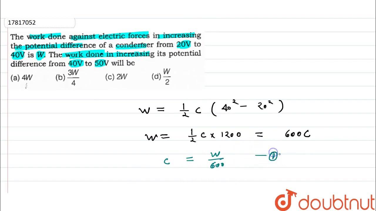 The work done against electric in increasing the potential difference
