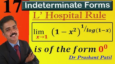 Onbepaalde vorm || 0^0 || lim(𝒙→𝟏) (𝟏−𝒙^𝟐 )^(𝟏⁄(𝒍𝒐𝒈(𝟏−𝒙))) || Dr. Prashant Patil