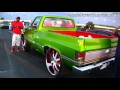 Kandy GREEN Chevrolet C-10 (Short Bed) w/ALL RED INTERIOR on 30" Forgiato Quattresimo Wheels (30s)