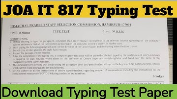 JOA IT 817 Typing test Paper | JOA IT 817 | GyaanPeeth
