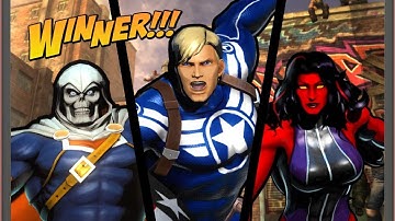 Red She-Hulk, Captain Steve Rogers, Taskmaster vs Hawkeye, Doctor Strange, Phoenix Wright