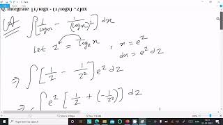 Integrate : ∫ [1/logx - 1/(logx)^2] dx