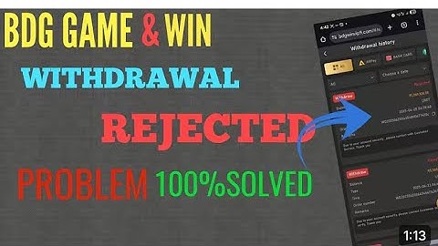 Bdg Win Withdrawal rejected problem solution || withdrawal rejected problem bdg win