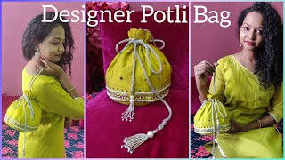 How To Make Beautiful Potli Bag Ii Diy Potli Batua Bag Ii Easy Homemade Purse From Leftover Fabric