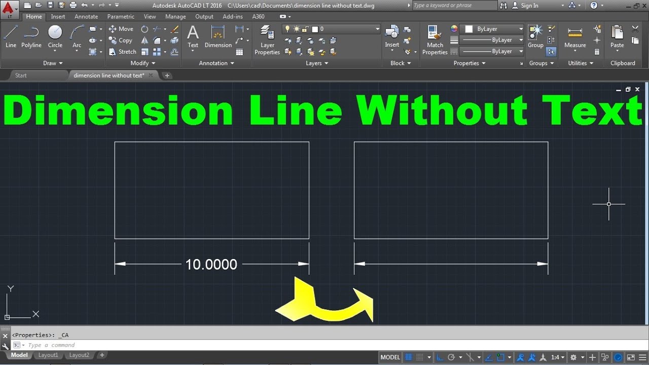 AutoCAD Dimension Line Without Text YouTube