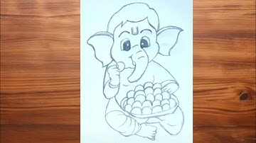 ganesha drawing with Modak, Pencil Drawing #drawganesh  #modak (@AARTisHEART )
