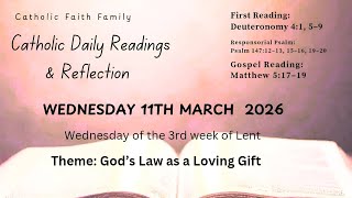 Today’s Catholic Mass Readings and Reflection –God’s Law as a Loving Gift- Wednesday, March 11, 2026
