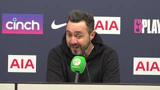 "WE DESERVED TO WIN, BUT WE WERE PLAYING AT TOTTENHAM'S STADIUM" De Zerbi Unhappy After Defeat