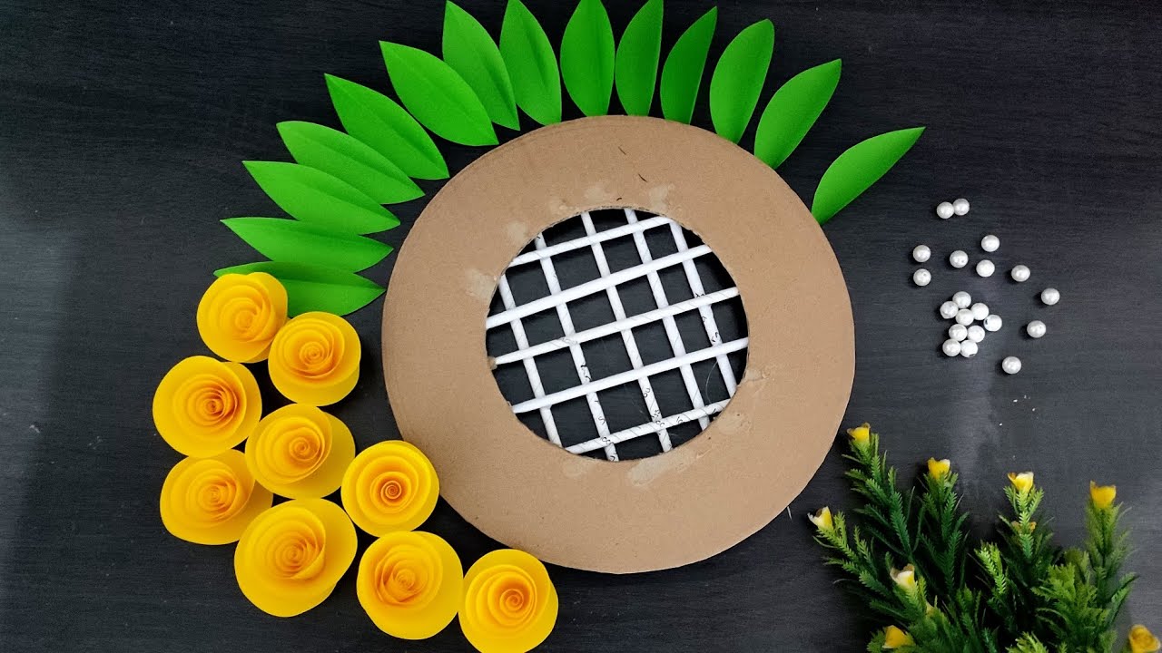 Rose wall hanging craft with cardboard Paper craft for home decor