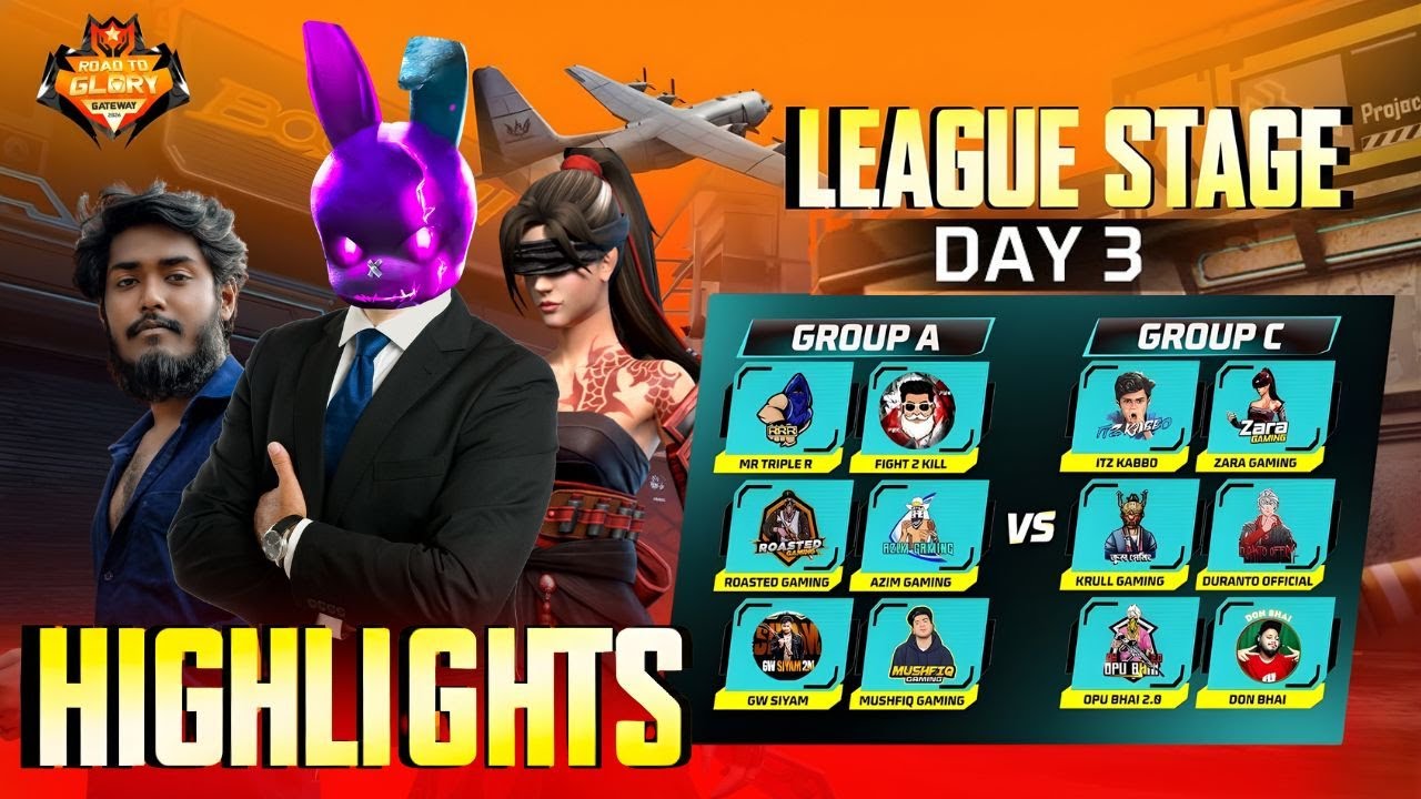 ROAD TO GLORY GATEWAY 2026 || LEAGUE STAGE - DAY 3 HIGHLIGHTS || FREE FIRE BANGLADESH