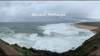 Viewpoint in Nazaré (Portugal) to watch the high waves and the surfers.