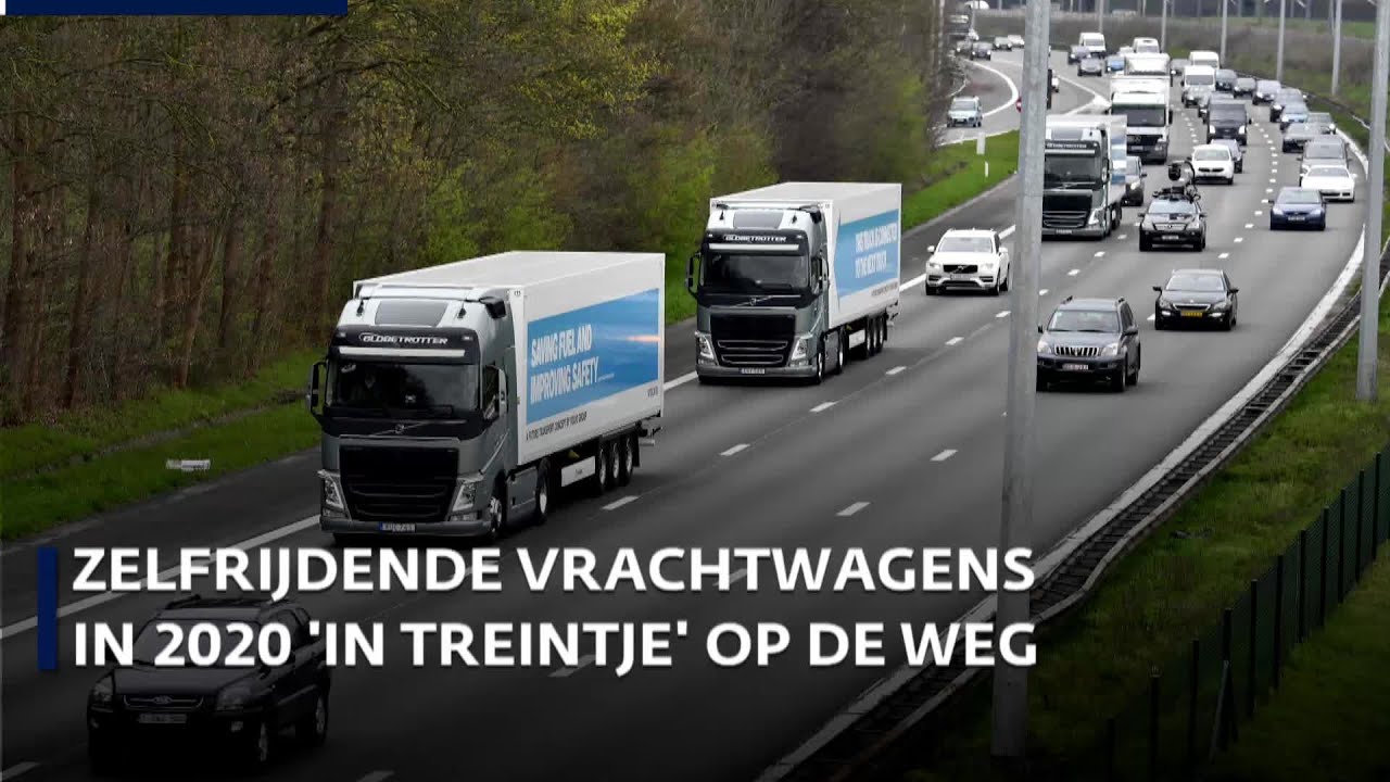 Zelfrijdende vrachtwagens straks 'in treintje' op de weg