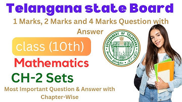 Class 10th Chapter- 2nd Sets Mathematics Most important question answers of Telangana state board.