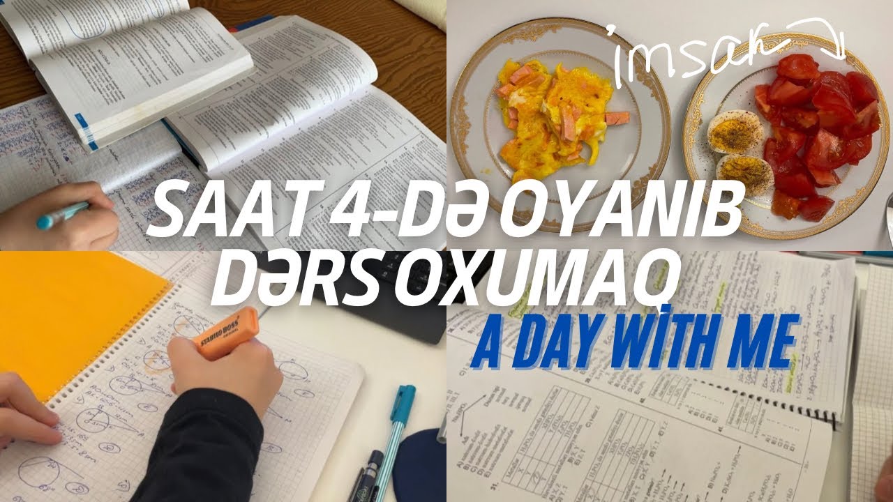 SAAT 4-DƏ OYANIB DƏRS OXUMAQ | MƏNİMLƏ BİR GÜN VLOG #4 | 10-CU SİNİF STUDY WİTH ME 📑📝