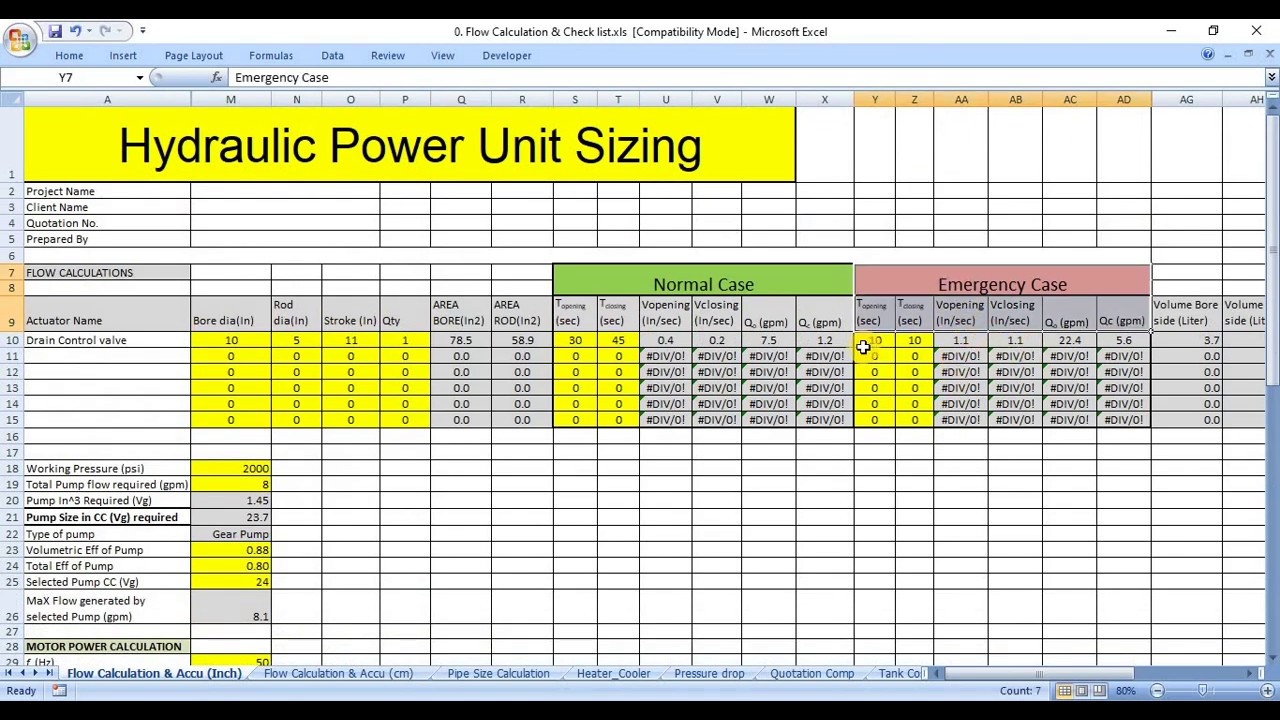 Hydraulic Power Unit Design Step By Step Calculation Accumulator 