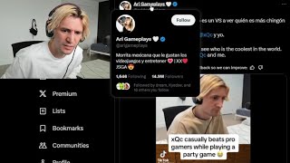 xQc reacts to Streamer "AriGameplays" tweeting about him
