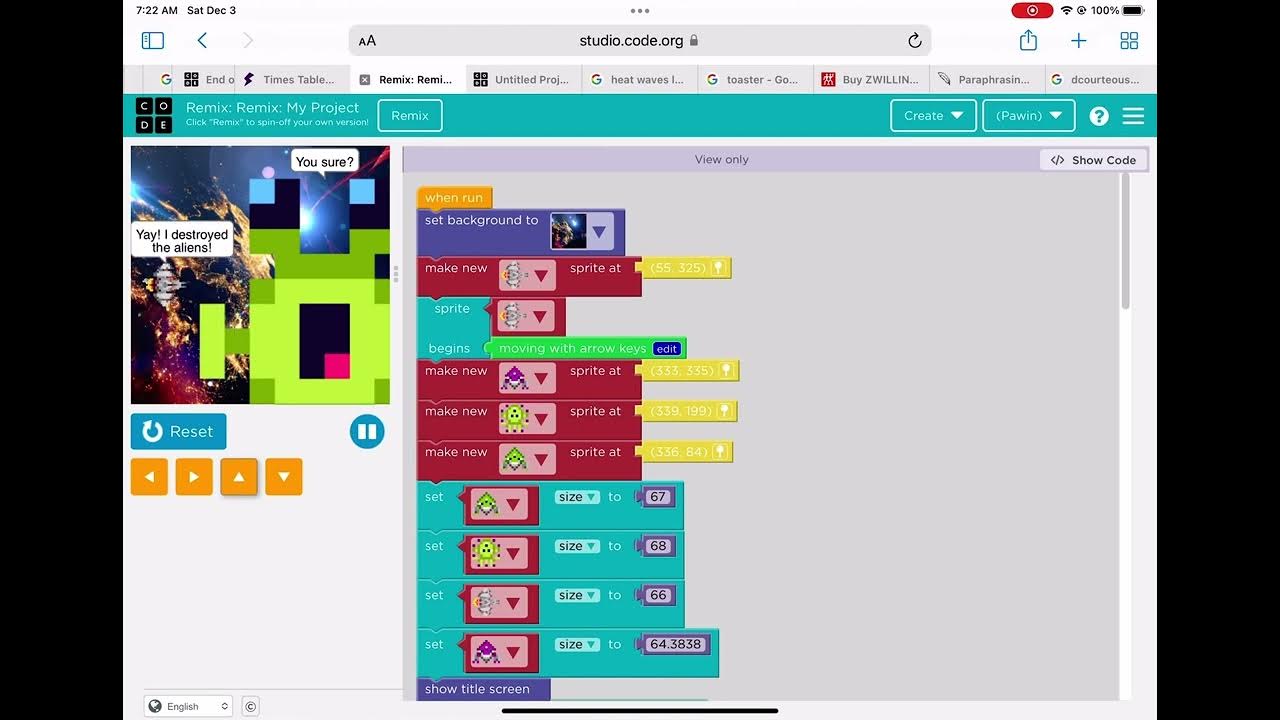 I created a game in code youtube