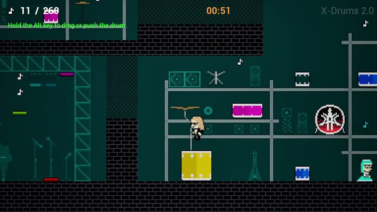X-Drums 2.0 | Multiplayer Platformer | Indie | Movable Drum Mechanic | 2