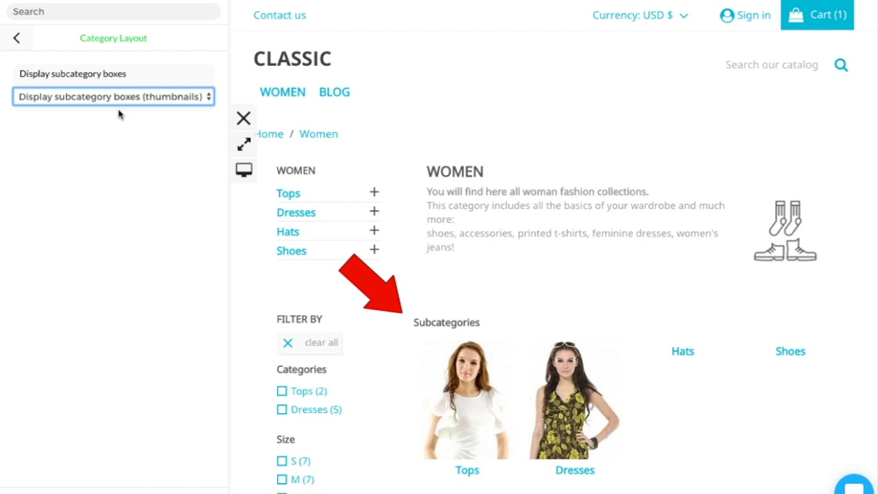 Hide subcategories on category page - General topics - PrestaShop Forums