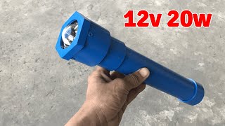 How to Make a Super Bright 12v Flashlight from PVC Pipe and Laptop Battery