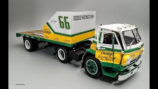 1966 Dodge L700 Semi w Racing Trailer 1/25 Scale Model Kit Build How To Assemble Paint Decal